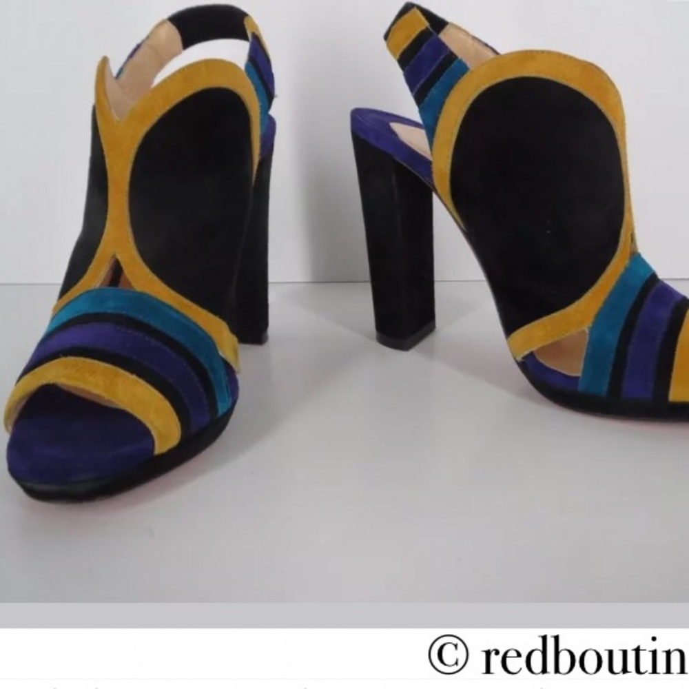 Christian Louboutin mod open toe block heel sandals - Picture 5 of 7